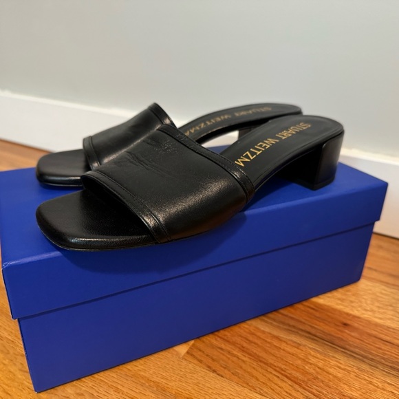 Stuart Weitzman Black Leather Sandals - Picture 6 of 6